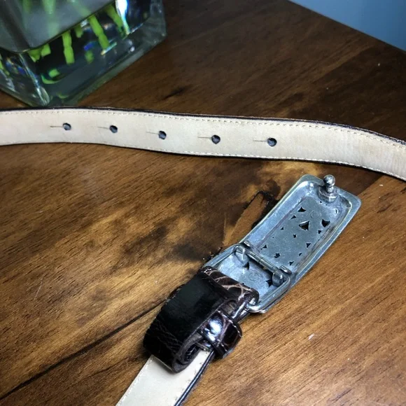 Brighton Croco Brown Leather Belt. Medium - Picture 6 of 11